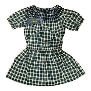 Polo Ralph Lauren Girls Green Plaid Smoked Dress